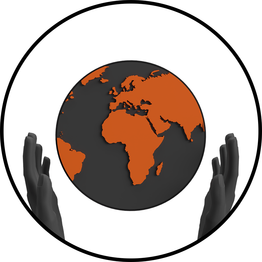 a pair of hands surrounding a globe of the world